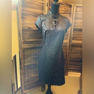 Beautiful jacquard black Asian inspired cocktail/semi-formal dress.